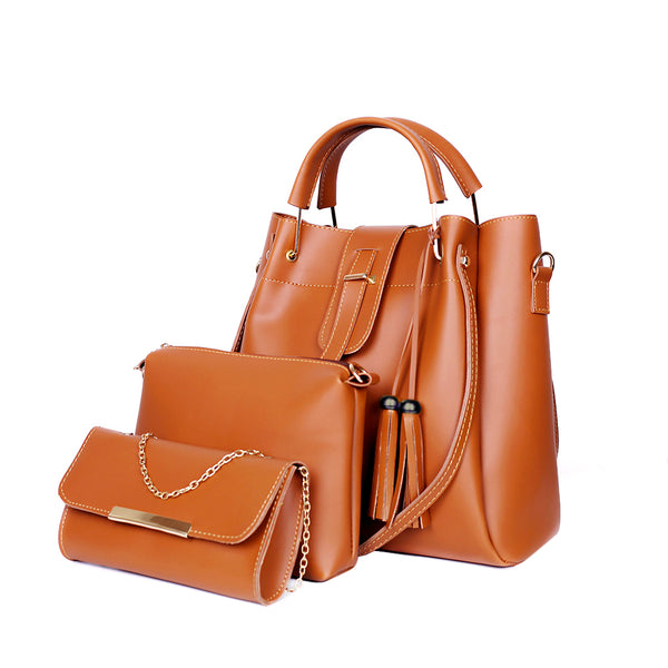 ALPHA BROWN 3 PCS HANDBAG