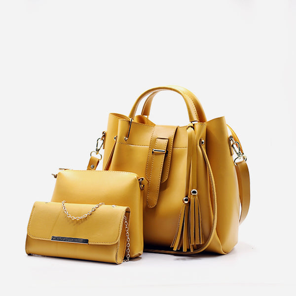 ALPHA MUSTARD 3 PCS HANDBAG